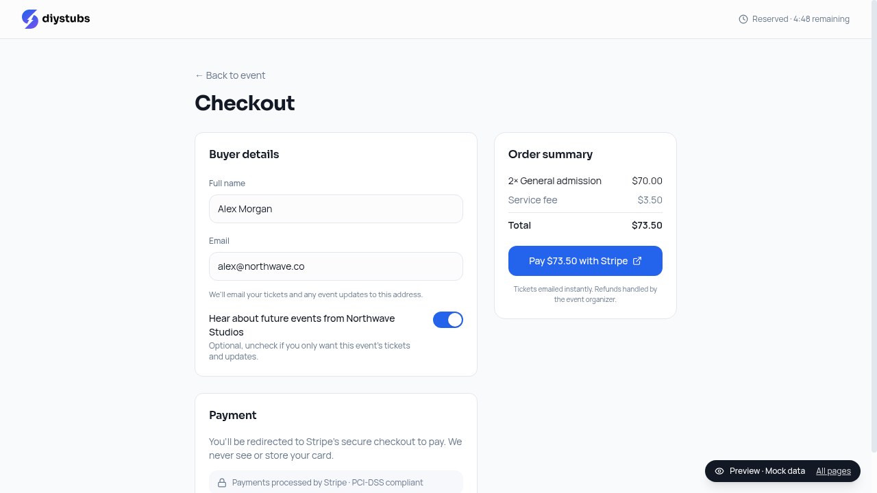 Checkout page