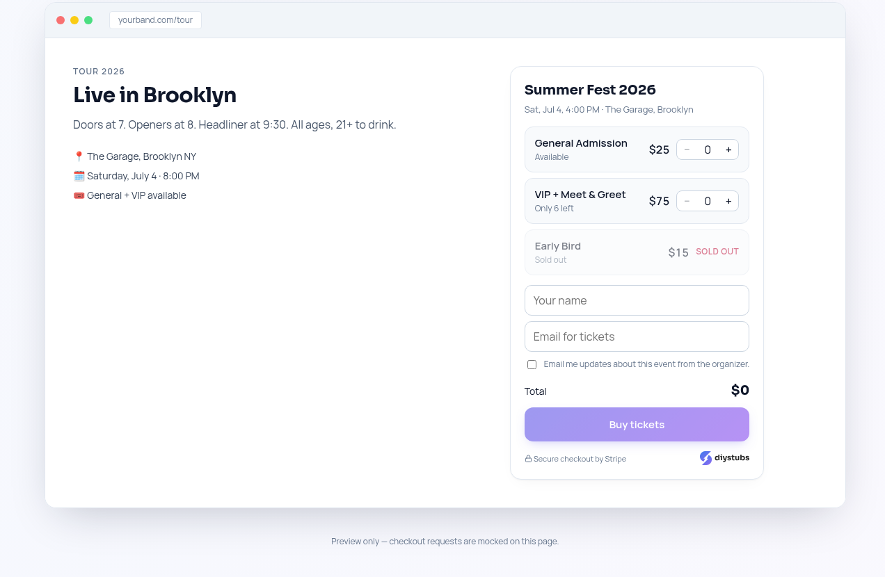 Embed widget rendered alongside event content on a host website