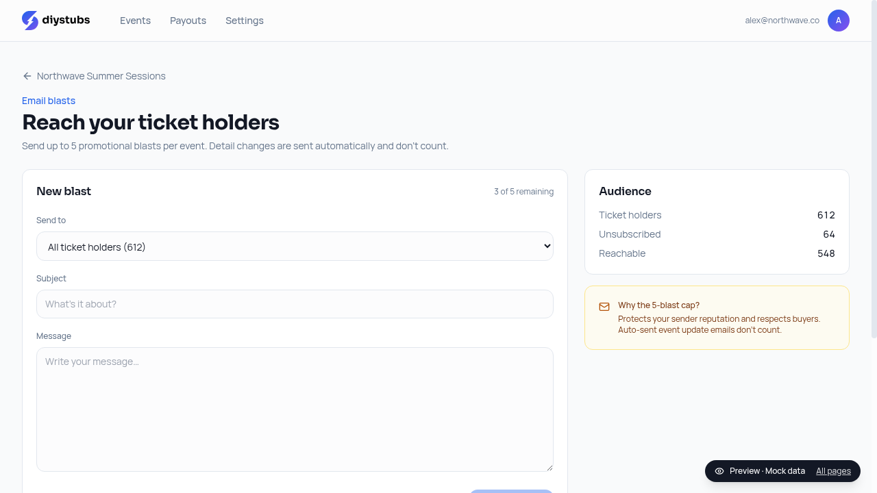 Email blast composer